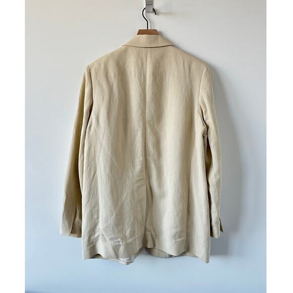 COS Light Beige Linen Blend Relaxed-Fit Blazer Size 10 - Picture 4 of 15